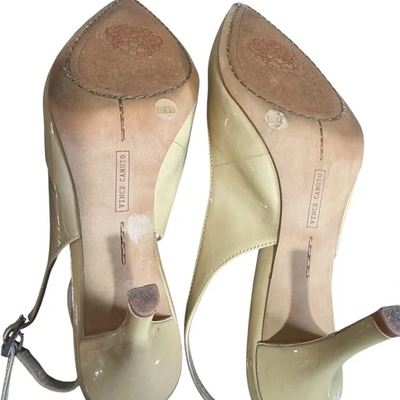 ✨ Vince Camuto Nude Patent Slingback Heels – Size 6.5 – 3” Heel ✨ - Picture 5 of 6